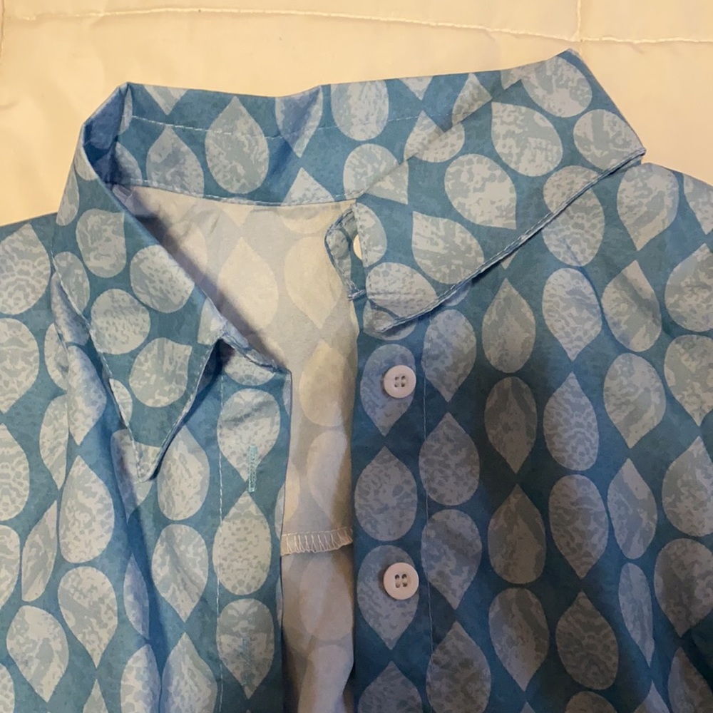 Blue Pattern Button Down Top - Picture 2 of 2